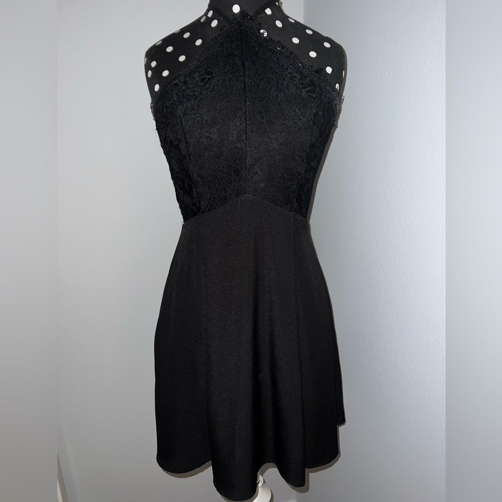 Black dress, lace bodice with adjustable straps, back zipper